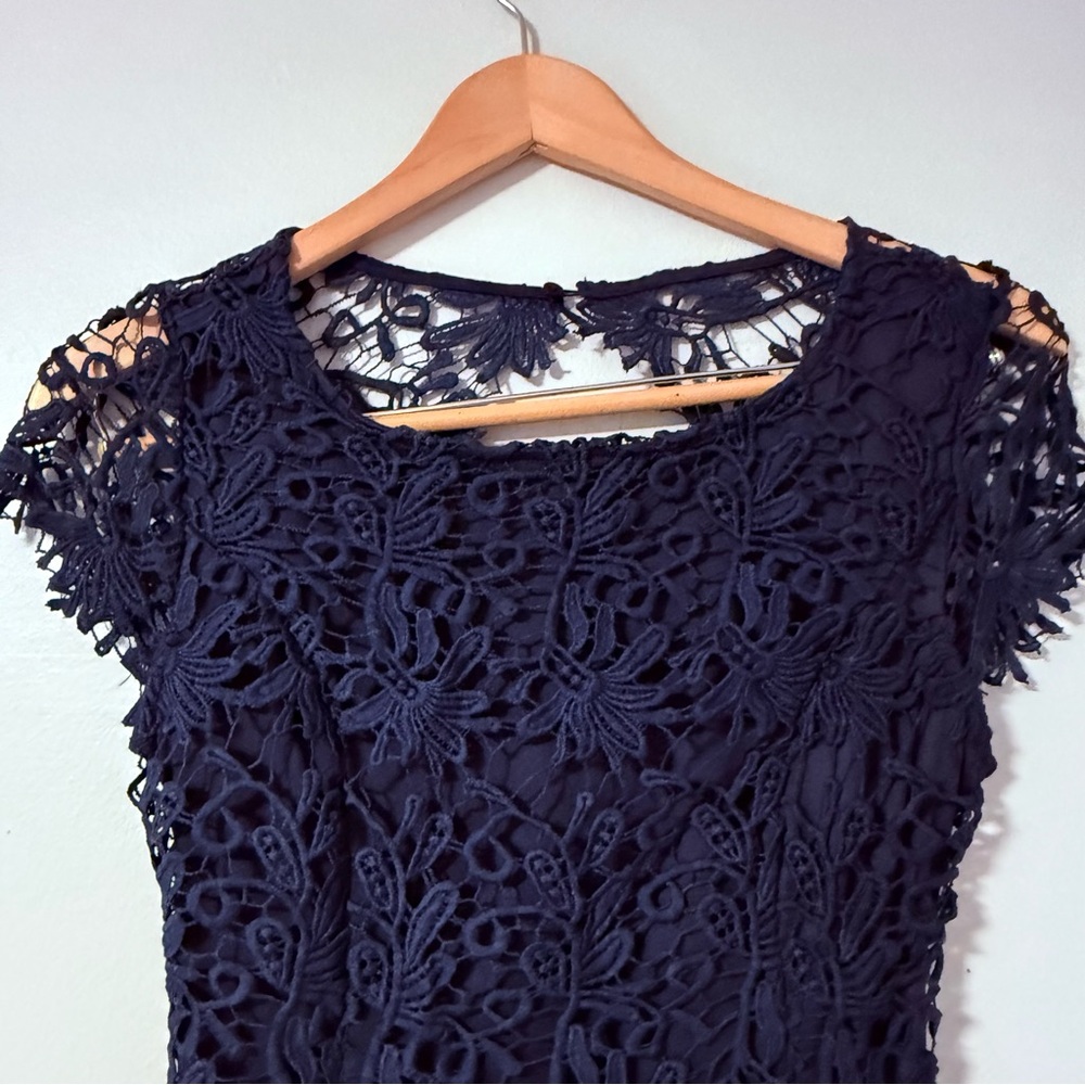 Lulus Romance Language Backless Navy Lace Bodycon Cocktail Party Dress Size M - Picture 2 of 11